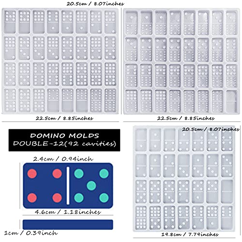 4 Packs Domino Molds and Dominoes Box Molds, CNYMANY 92 Cavities Double 12 Silicone Epoxy Resin Casting Jumbo Mold Clay Mold Storage Box Mold for DIY CNYMANY