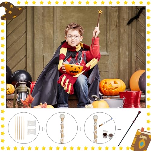 MEZOOM 8pcs Wizard Wand Craft Kit Wooden Magic Wand Making Kit Make Your Own Wizard Wand for Kids Adults Wizard Themed Party Cosplay Sunday School MEZOOM