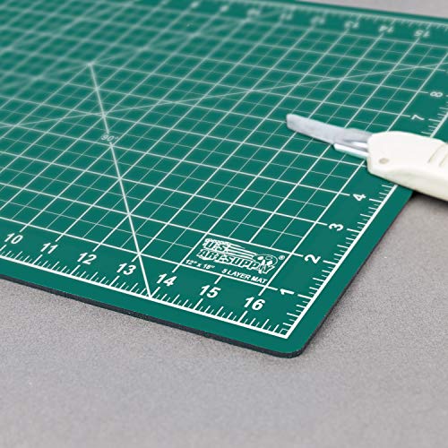US Art Supply 12" x 18" Green/Black Professional Self Healing 5-Ply Double Sided Durable Non-Slip Cutting Mat Great for Scrapbooking, Quilting, U.S. Art Supply