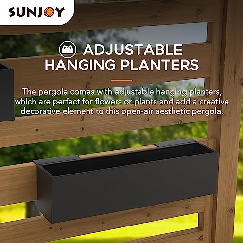 Sunjoy Wood Pergola 10 x 10.5 ft. Cedar Framed Pergolas with Adjustable Hanging Planters by SummerCove SummerCove