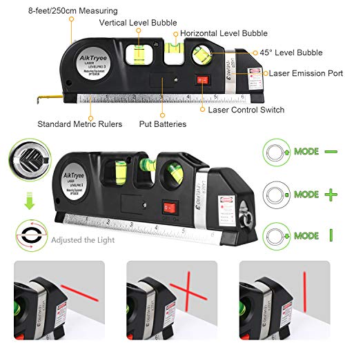 Laser Level Tool Multipurpose Laser Level Line Laser Kit With triangle bracket for Picture Hanging, cabinets Walls by AikTryee AikTryee