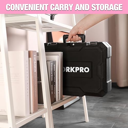 WORKPRO 20V Pink Cordless Drill Driver and Home Tool Set, 141PCS Hand Tool Kit for DIY, Home Maintenance, 2.0 Ah Li-ion Battery, 1 Hour Fast Charger, WORKPRO