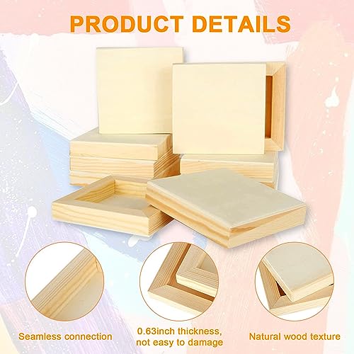 9 Pack Wood Canvas Boards Wood Panel Boards Unfinished Wood Canvas Panels Square Wood Panels Wooden Panels, Blank Wooden Canvas for Painting, Voittozege