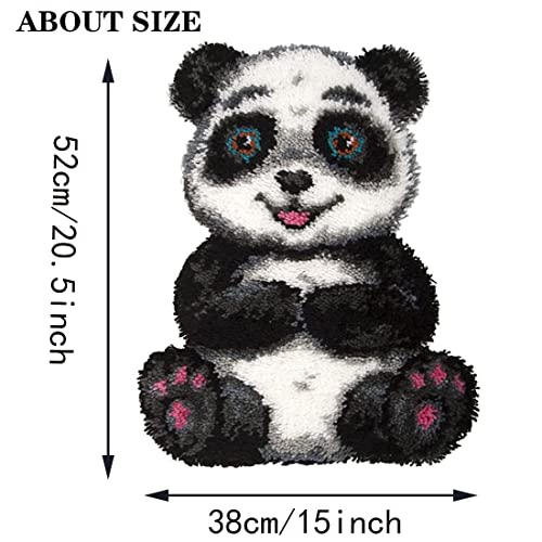 GemJelry DIY Latch Hook Kits for Adults Kids Panda Latch Hook Rug Cover Kits Hand Craft Embroidery Crochet Rugs with Preprinted Canvas Crochet Yarn GemJelry