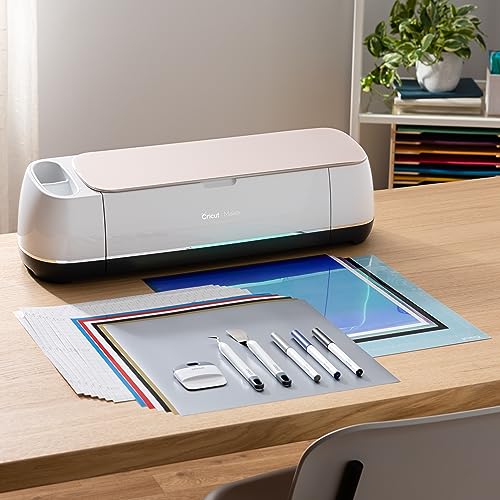 Cricut Maker Bundle, Includes Cricut Maker Cutting Machine, Iron On Vinyl, Premium Vinyl - Permanent, Holographic Iron On Vinyl, Transfer Tape, Cricut