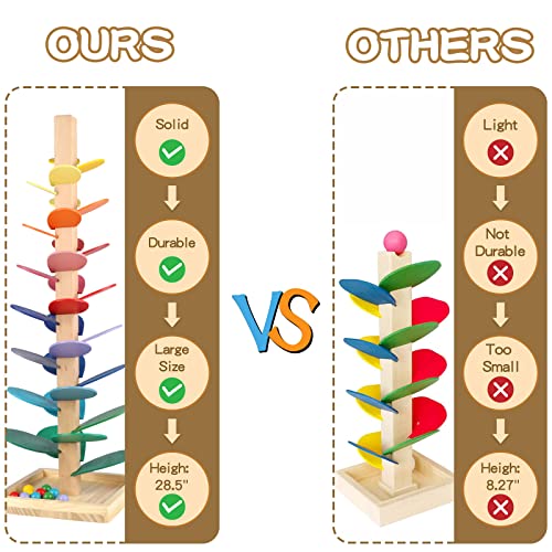 Vomocent Wooden Music Tree Toy for Kids, Marble Ball Run Track Game for Toddlers, Marble Tree Educational Montessori Toy Boy Girl Gifts Vomocent