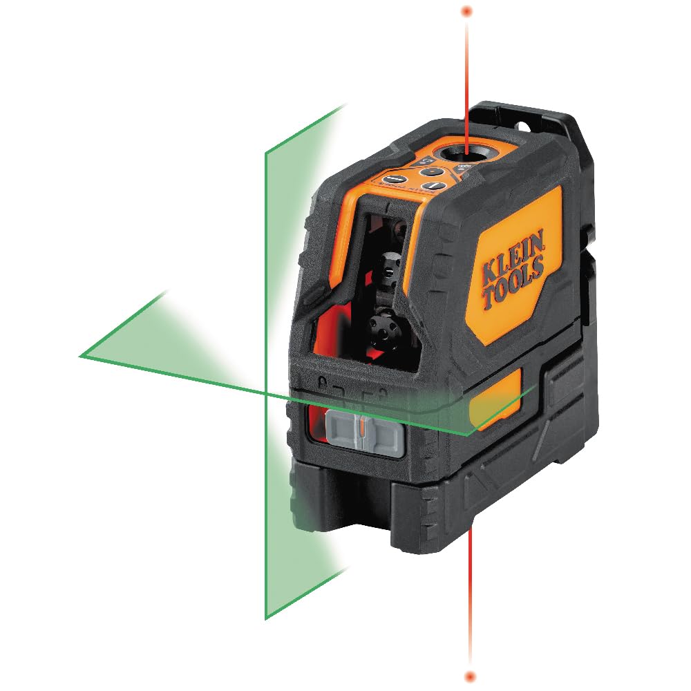 Klein Tools 93LCLGR Self-Leveling Laser Level, Rechargeable, Cross-Line Level with Bright Green Lines, Red Plumb, Magnetic Mounting Clamp Klein Tools
