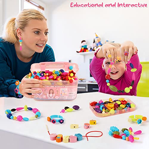 BEMITON Pop Beads Jewelry Making Kit for Girls - Arts and Crafts for Kids Ages 3 4 5 6 7 8 Years Old, Montessori Toys Snap Beads DIY Bracelet BEMITON