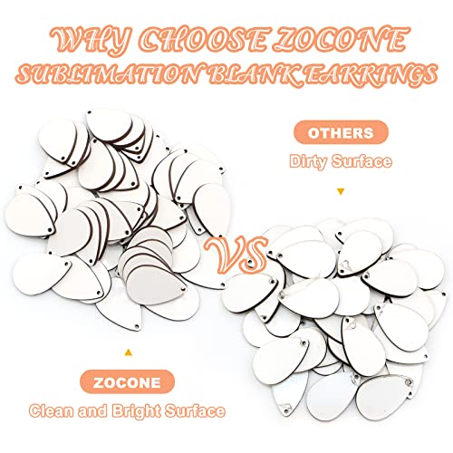 ZOCONE 60 Pcs Sublimation Earrings Blank Bulk, Sublimation Printing Earrings Unfinished Teardrop Heat Transfer Earring Pendant with Earring Hooks ZOCONE
