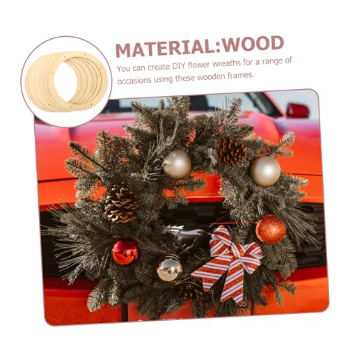COHEALI 6pcs Wooden Punched Blank DIY Wreath Wooden Frame Holiday Decoration Hanging Base () 10pcs Wood Ring Wreath Boards Wooden Floral Hoops Craft COHEALI