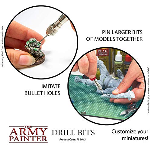 The Army Painter Drill Bit Set - 10 Small Drill Bits for Pin Vise Hand Drill - Wargamers Micro Drill Bit Set for Miniatures- Mini Twist Drill Bits The Army Painter