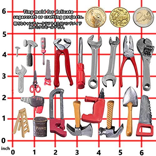 Construction Tools Fondant Silicone Molds Set for Chocolate Candy Sugarcraft Cupcake Topper Cookie Decorating, Epoxy Resin Soap Clay Wax Craft FUNSHOWCASE