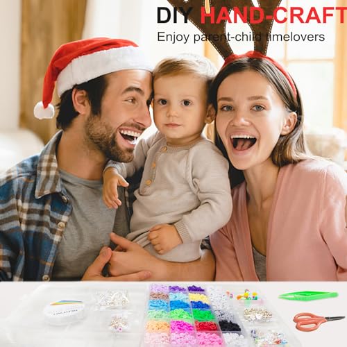 Redtwo 6200 Pcs Clay Beads Bracelet Making Kit, Flat Round Polymer Heishi Friendship Bracelet Jewelry Kit with Charms and Elastic Strings for Girls Redtwo