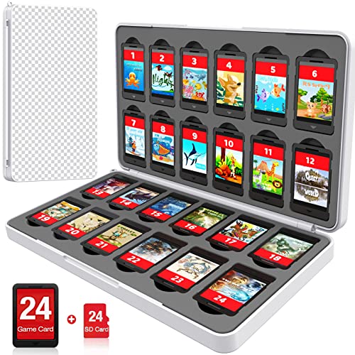 Switch Game Case Storage 24 Games Card and 24 Micro SD Cartridge Slots, Switch Game Holder for Nintendo Switch/OLED/Lite, Portable Switch Game Card CYKOARMOR
