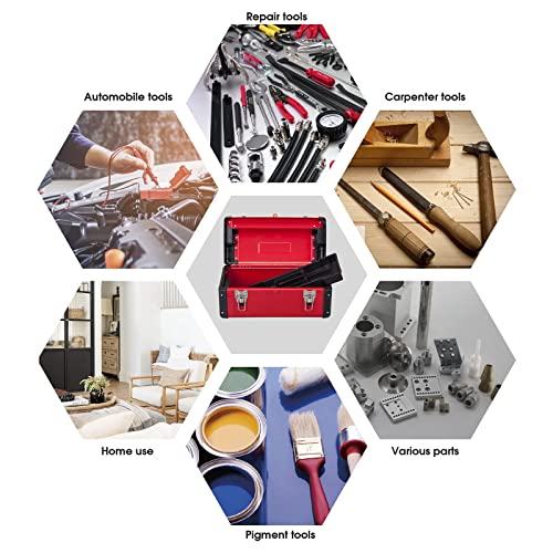 Jack Boss Metal Tool Box Steel 16" Inch Tool Organizer Box Durable Portable Tool Storage with Alum Alloy Handle Double-Lock Toolbox & Removable Tray Jack Boss