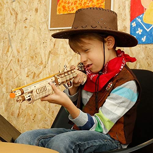 ROKR 3D Wooden Puzzles Model Kit Toy Gift Mechanical Model Brain Teaser for Adults to Build Gift for Friends and Family (Shotgun Toy) ROKR