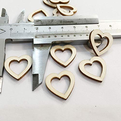 200Pcs Hollow Heart Shape Wood Craft, Unfinished Wooden Heart Cutout Shape Natural Hand-Made Home Decoration Wooden Embellishments 10-30mm(200Pcs) HEEPDD