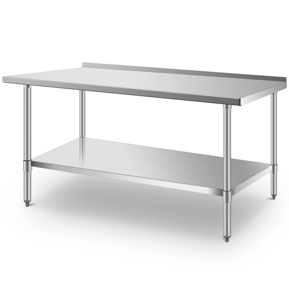 FAHKNS Commercial Stainless Steel Prep Worktable 72 x 30 in Sturdy Durable Baffle and Undershelf Restaurant Kitchen Practical Adjustable Workbench FAHKNS
