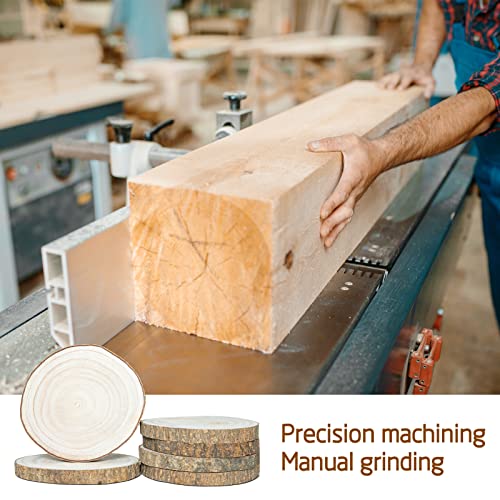 OBTANIM 5 Pcs Natural Wood Slices 6-7 Inch Large Unfinished Round Wooden Circles with Tree Bark for Table Centerpieces DIY Painting Crafts Wedding OBTANIM