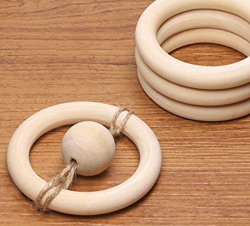 Penta Angel 5PCS 3.7″ Natural Unfinished Wood Rings Circle Wood Pendant Connectors for DIY Projects Jewelry and Craft Making PENTA ANGEL
