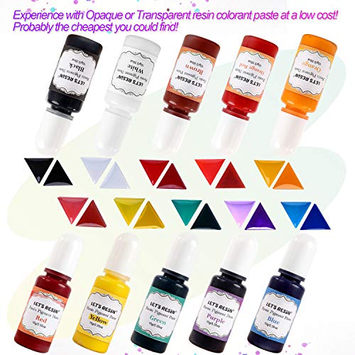 LET'S RESIN Opaque Resin Pigment,10 Colors Epoxy Resin Pigment Paste Each 0.35oz,High Pigmented Resin Coloring Paste,Resin Colorant for Epoxy Resin LET'S RESIN
