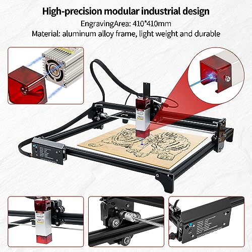 Laser Engraver Machine,5.5W Output Power Laser Cutter and Engraver Machine,12V Compressed Spot 10000mm/min,Laser Engraving Area (400×400mm) for DIY LUNYEE