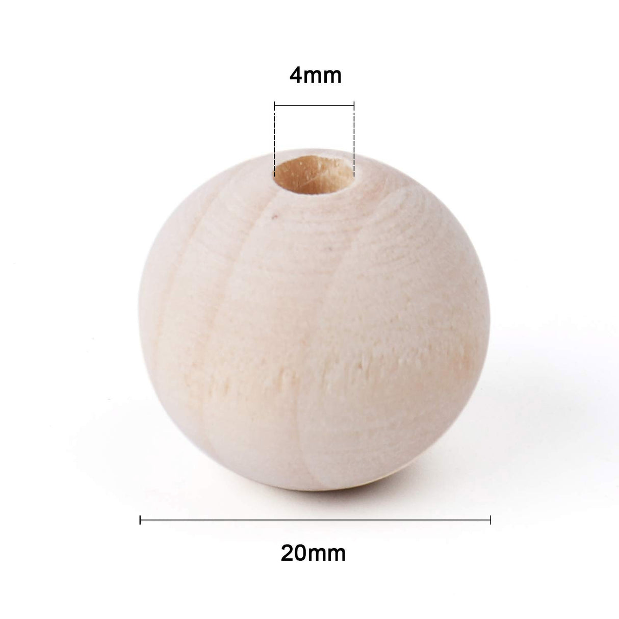 Foraineam 200pcs 20mm Natural Wood Beads Unfinished Round Wooden Loose Beads Wood Spacer Beads for Craft Making Foraineam