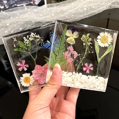 RESINWORLD 8 Pack Deep Coaster Molds, Square Round Coaster Resin Molds, Small Coaster Silicone Molds for Resin Casting, for Flower Bouquet ResinWorld