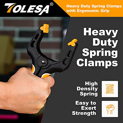 TOLESA Heavy Duty Spring Clamps 7 Inch - 4PCS Large Wood Clamps with Powerful Clamping Force 30 Lbs - Deep Throat Clamps for Woodworking Wood Gluing TOLESA