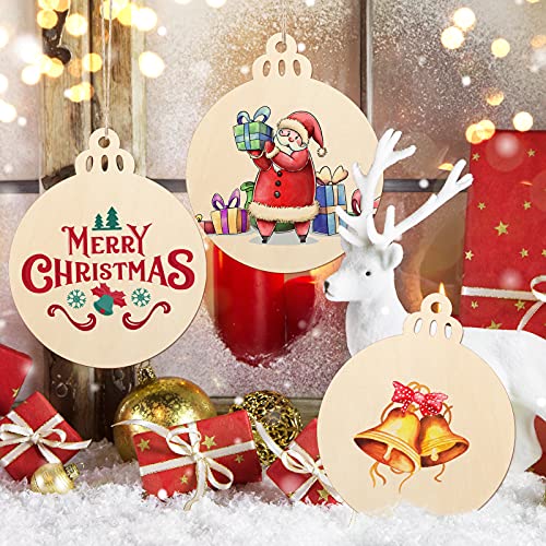 Large Size 7" Wooden Christmas Ornaments to Paint, DIY Blank Unfinished Round Wood Discs Ornament for Crafts Hanging Decorations(10PCS) Sophena
