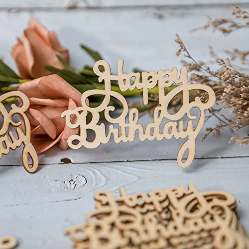 20Pack Mini Happy Birthday Wood Wall Art Happy Birthday Unfinished Ornaments for Christmas Wedding Birthday Party Decoration Home Door Wall Zontween