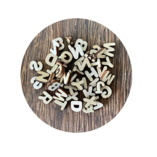 Quarter Inch 0.25 Inch 2142 Pieces Tiny Wooden Letters Unfinished Wood Numbers for Scrapbooking Crafts (with Two Fonts in Brown Tray) Cregugua