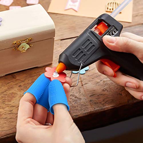 12 Pieces Silicone Hot Glue Gun Finger Caps, 4 Colors Finger Guard Protectors or Hot Glue Wax Rosin Resin Honey Adhesives Scrapbooking Sewing in 3