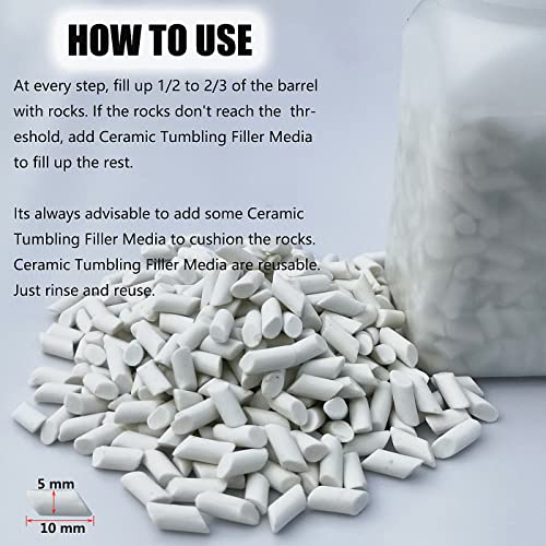 4 LBS Refill Rock Tumbler Grit Media 5 In 1 Kit, Rock Tumbling Grit Set -Inculde 3 LBS 4 Step Polishing Grits Media + 1 LB 3/16" X 3/8" Ceramic HDongany