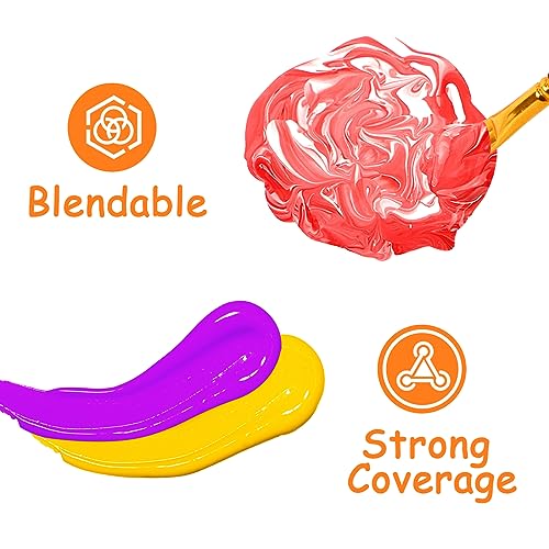 ABEIER Washable Finger Paint for Toddlers, Safe Non-Toxic, 12 Vibrant Colors (1.21fl oz), Baby Safe Paint for Hand and Feet, Mess Free Art Supplies ABEIER