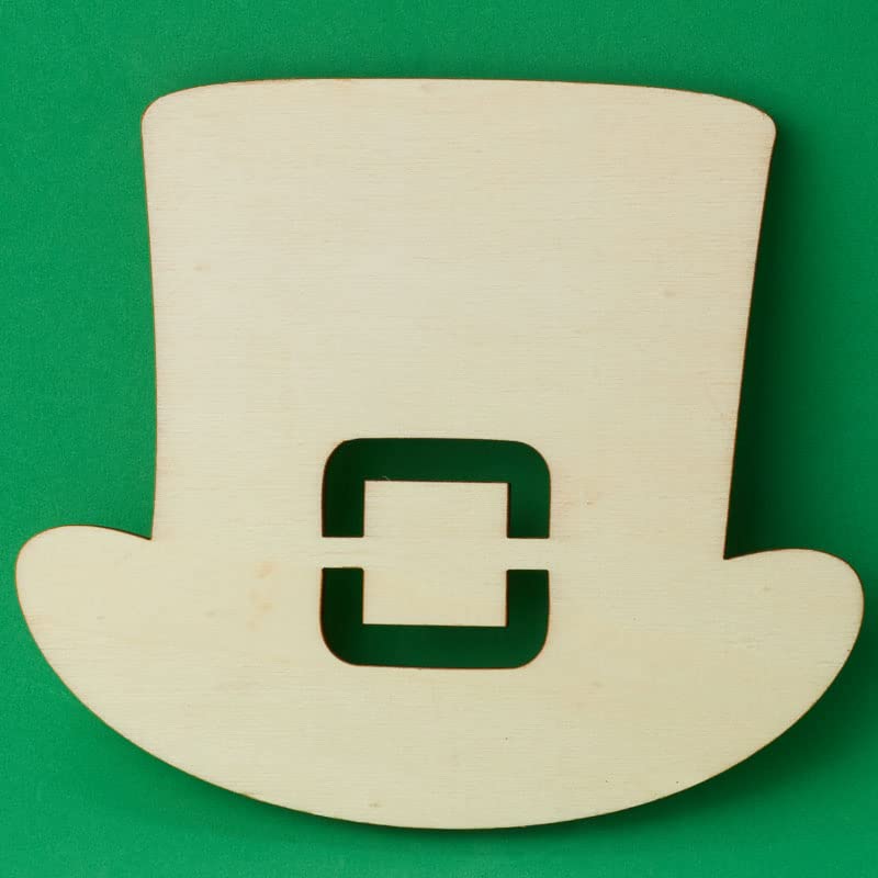 Pack of 24 Unfinished Wood Leprechaun Hat Cutouts by Factory Direct Craft - Wooden Irish Top Hat Blank DIY Shapes for St Patrick's Day Crafts and Factory Direct Craft