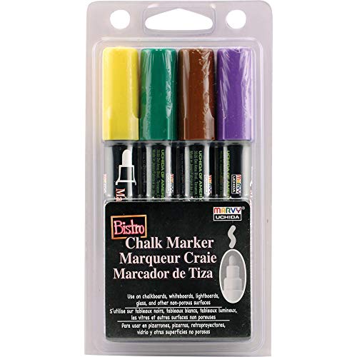 Uchida 480-4D Marvy Broad Point Tip Bright Bistro Chalk Marker Set, Assorted UCHIDA