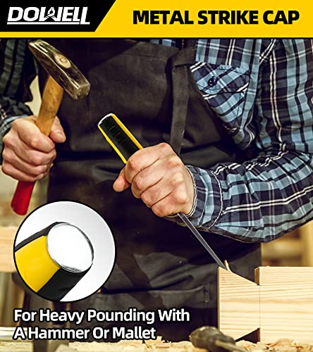 DOWELL Wood Chisel Tool Set 4pc Sturdy Chisel, 1/4 inch,1/2 inch,3/4 inch,1 inch with Carpenter Pencils HY080103 DOWELL