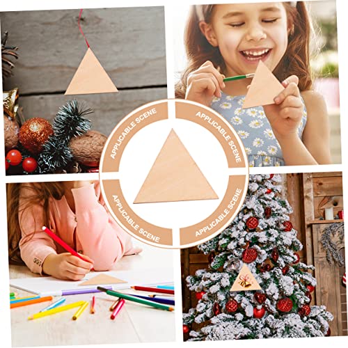 COHEALI 60pcs Triangular Wood Chips Natural Wood Triangles Wood Shapes Unfinished Wood Crafts Wooden Craft Shapes Wood Round Handmade Gifts Wooden COHEALI