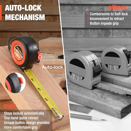 ValueMax Tape Measure 16FT, 6 Pack Tape Measure Retractable, Easy Read Measuring Tape, Auto-Lock Measurement Tape for Construction, Contractor, ValueMax