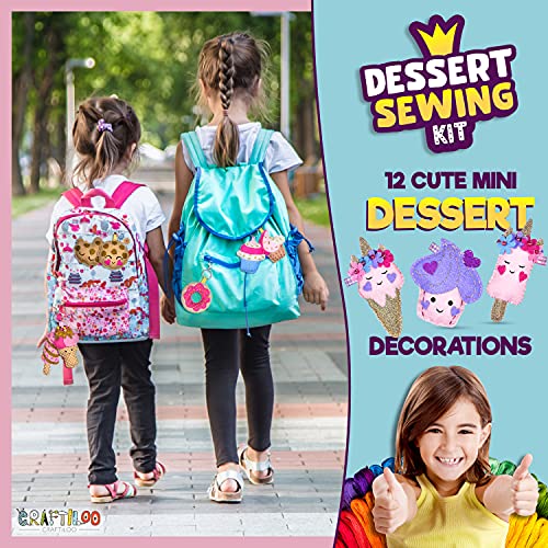12 Pre-Cut Mini Treats Dessert Fun Kids Sewing Kit for Kids Ages 8-12 Children Beginners Sewing kit kid crafts Make Your Own Felt Pillow Plush Craft CRAFTILOO