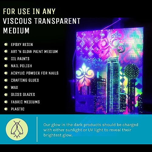 Glow in The Dark Pigment Powder - Neutral and Fluorescent Color for Art Painting, Fine Art, Nail Art Paint, and DIY Crafts - Non-Toxic, Long Lasting Art 'N Glow