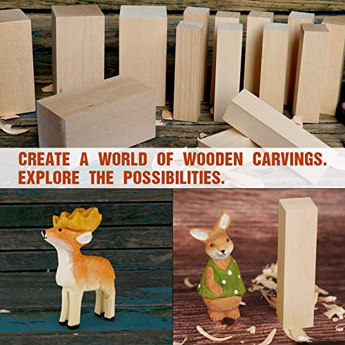 Basswood Carving Blocks, 16PCS Whittling Wood Blocks Wood Carving Kit with 2 Different Sizes, Bass Wood for Wood Carving Easy to Use, for Kids and K KERNOWO