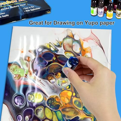 Alcohol Ink Set - 28 Bottles Vivid Colors High Concentration Metallic Alcohol Paint Resin Dye, Safe Fast Drying Effect, Alcohol Ink for Epoxy Resin, Roizefar