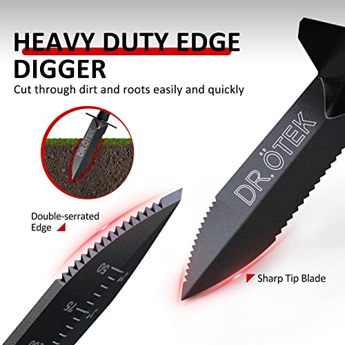 DR.ÖTEK Metal Detector Shovel for Digging, Heavy Duty Double Serrated Digging Tool with Carry Sheath, Digger Trowel for Gardening, Camping, DR.ÖTEK