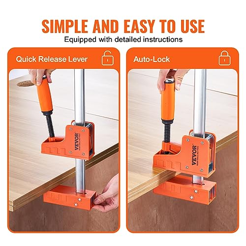 VEVOR Bar Clamps for Woodworking, 2-Pack 50" Parallel Clamp Set, F Clamp with 1100 lbs Load Limit, Even Pressure, High-strength Plastic and Carbon VEVOR