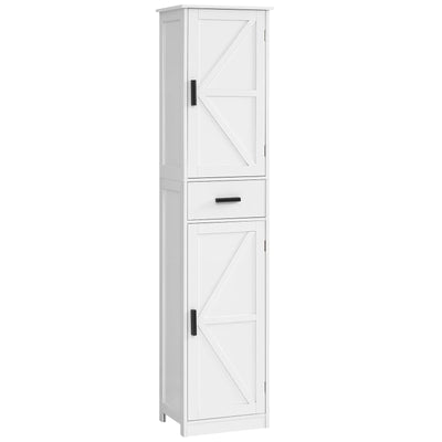 WEENFON Bathroom Storage Cabinet with 2 Doors & 1 Drawer, Tall Bathroom Cabinet with 6 Shelves, for Bathroom, Living Room, Kitchen, White
