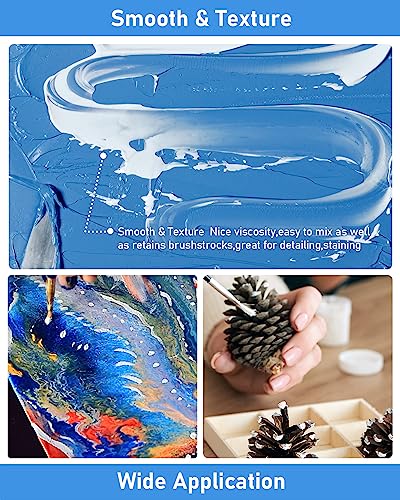 Nicpro White Large Acrylic Paint Set (69 oz, 2040 ml) Rich Art Painting Supplies Non Toxic for Multi Surface, Canvas, Wood, Leather, Fabric Stone Nicpro