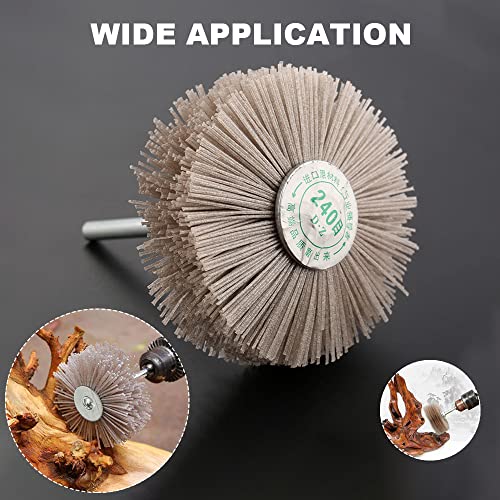 Mtsooning 4PCS Nylon Wheel Brush, Polish Grinder Brush 80, 120, 180, 240 Grit, Abrasive Grinding Head with Threaded Shank for Removing of Corrosion Mtsooning
