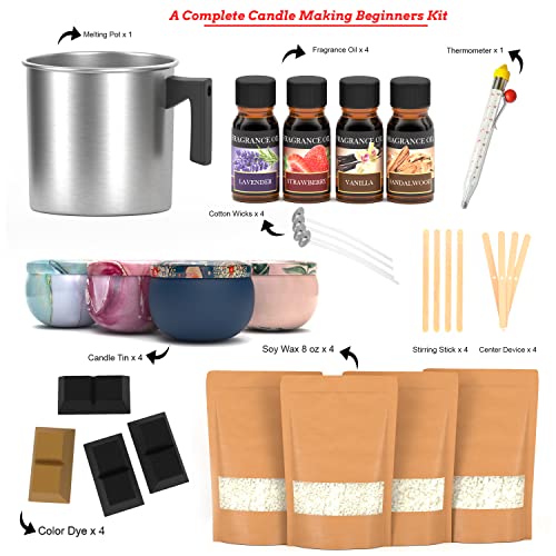 Candle Making Kit - Candle Making Supplies - Soy Wax for Candle Making - Adult Craft Kits - Candle Wax for Candle Making - Wax Melter - Candle WoodArtSupply